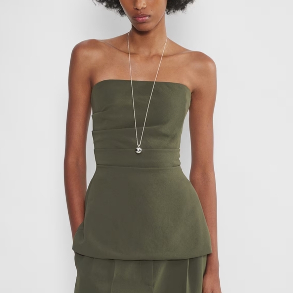 NWT WILFRED Lilou Tube Top Deep Olive Green Strapless XXS ARITZIA - Picture 5 of 10